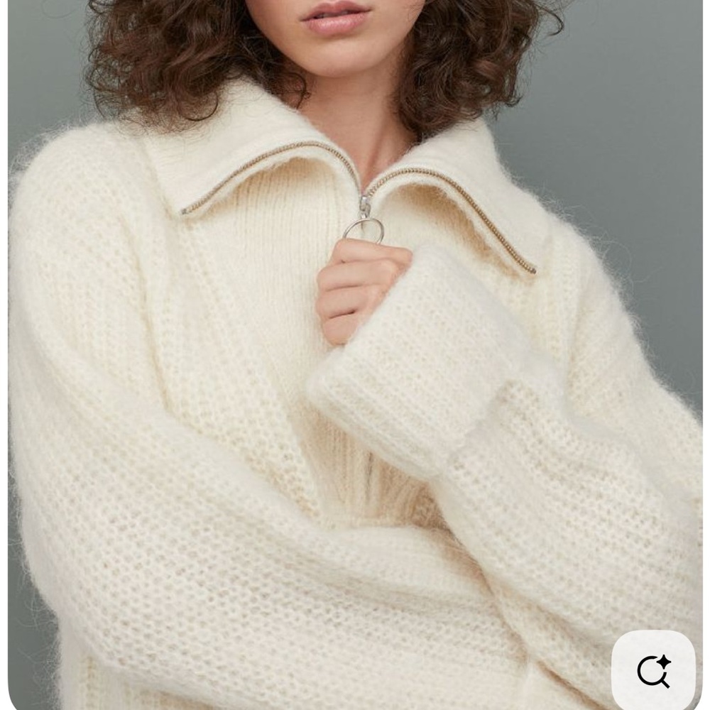 H&M Aplaca Blend Premium Cream Half Zip Sweater